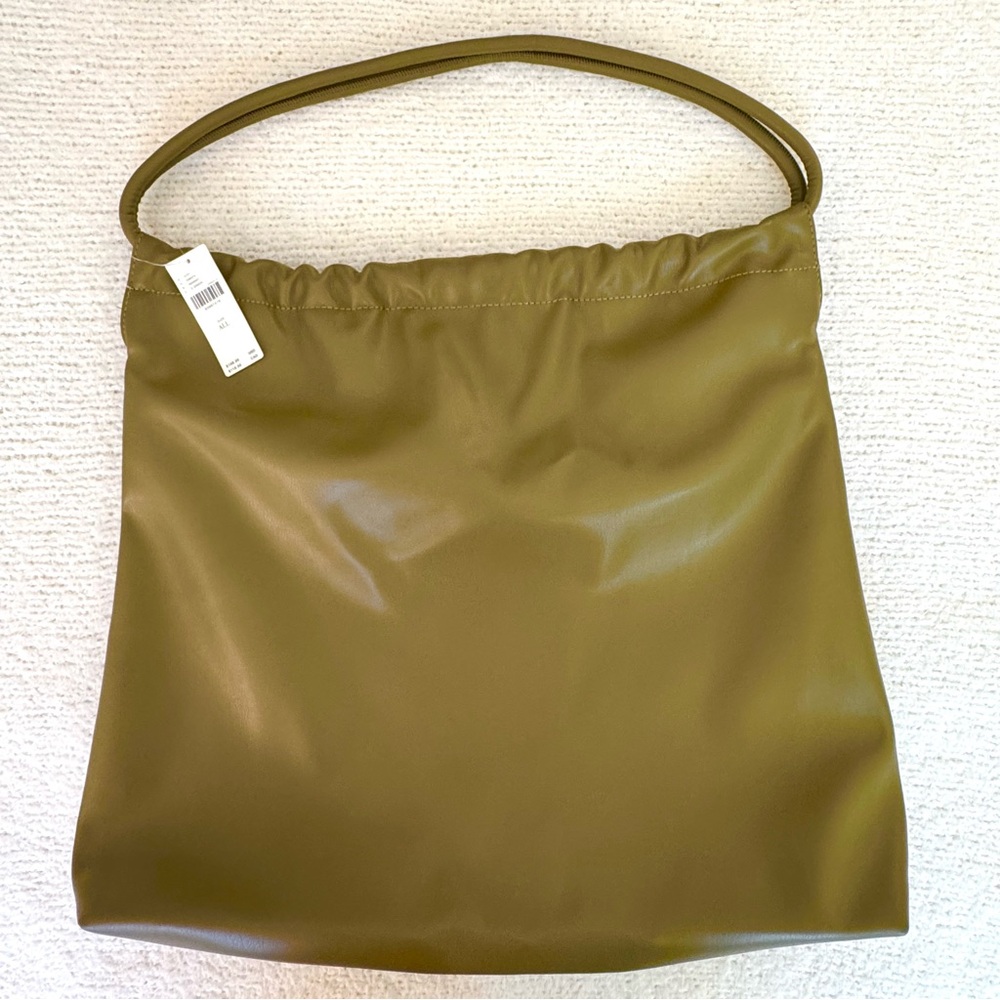 Anthropologie Large Scrunched Tote Olive Green - Picture 4 of 13